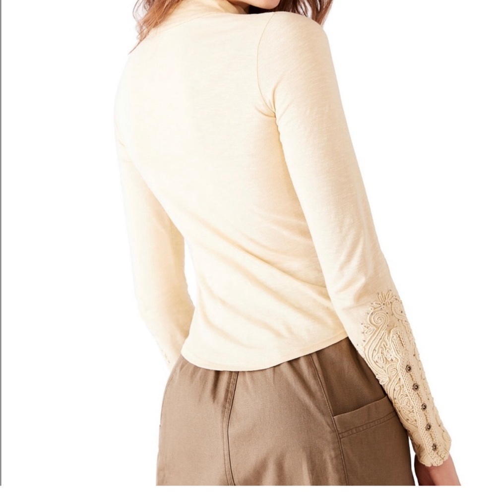 NWT FREE PEOPLE “HOOKED ON YOU” MOCK NECK TOP IN WHEAT SIZE MED - Picture 3 of 13
